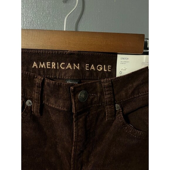 American Eagle Womens Corduroy High Rise Slim Straight Pants Size 0 Stretch Fit - Picture 3 of 6